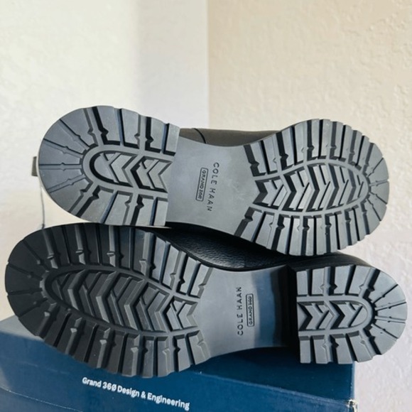 Cole Haan Camea Waterproof Leather Combat Boot,  Block Heel Black, Size 9.5 NWT - Picture 12 of 16